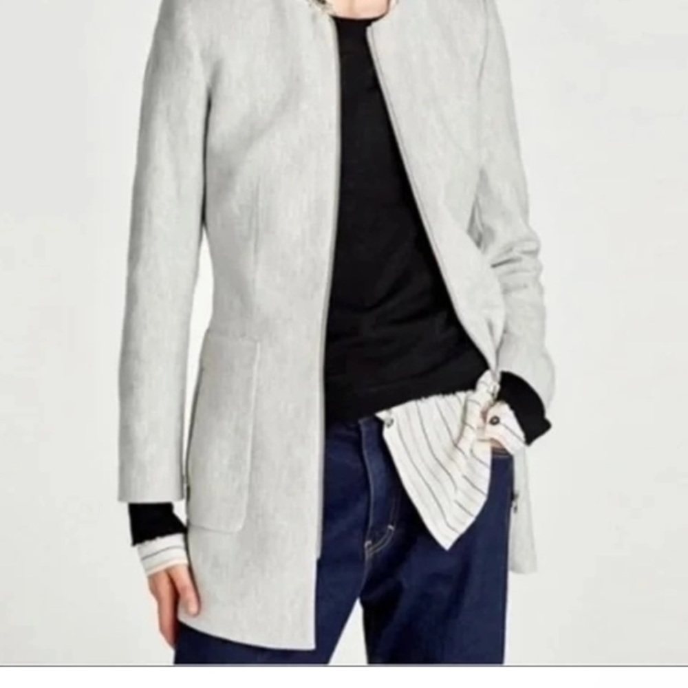 Zara Basic Blazer Size Small Light Grey - image 1